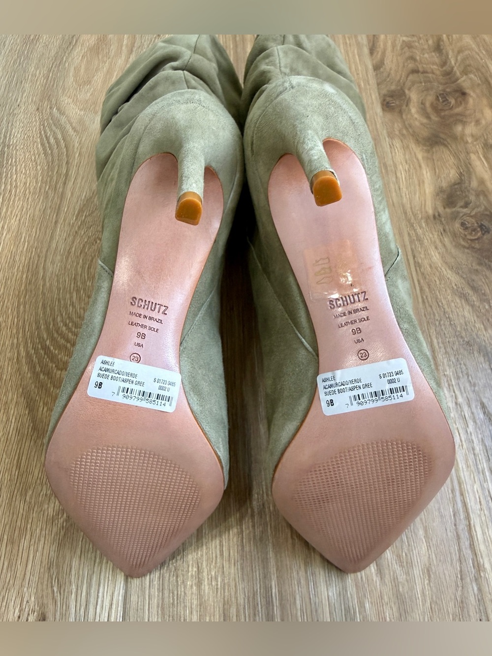Schutz Ashlee Aspen Green Suede Slouch Boots Size 9B - Picture 7 of 9